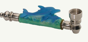 Metal 'dolphin' smoking pipe