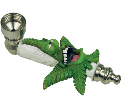 Pipa de Metal Hojas de Marihuana - La Huerta Grow Shop