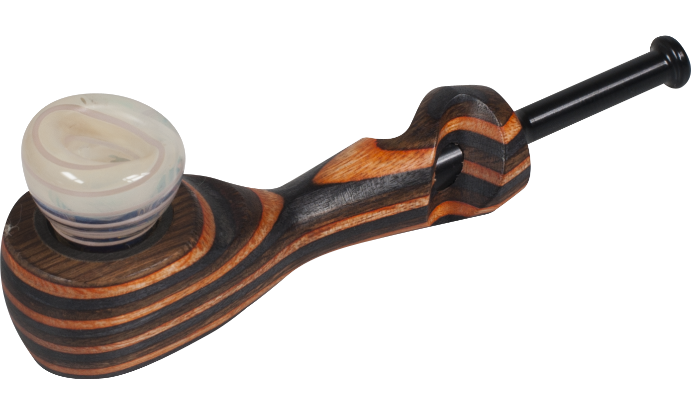 Pipa de hachís de madera con cazoleta a rayas