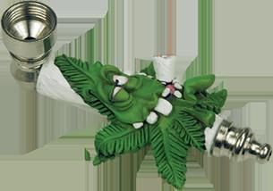 Metal Stoned Marijuana Leaf Smoking Pipe