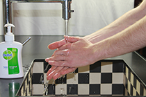 waschen Sie Ihre Hände gründlich mit antibakterieller Seife