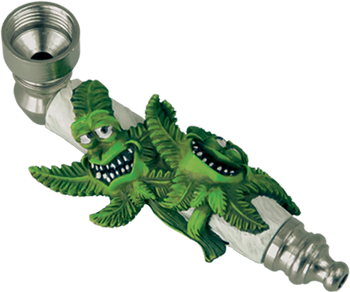 Metal Double Stoned Weed Leaf Smoking Pipe