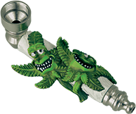 Metal Double Stoned Weed Leaf Smoking Pipe