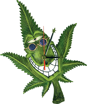smiling cannabis clock
