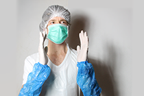 wear sterile clothing such and mask, hairnet, sterile sleeves, sterile apron,etc